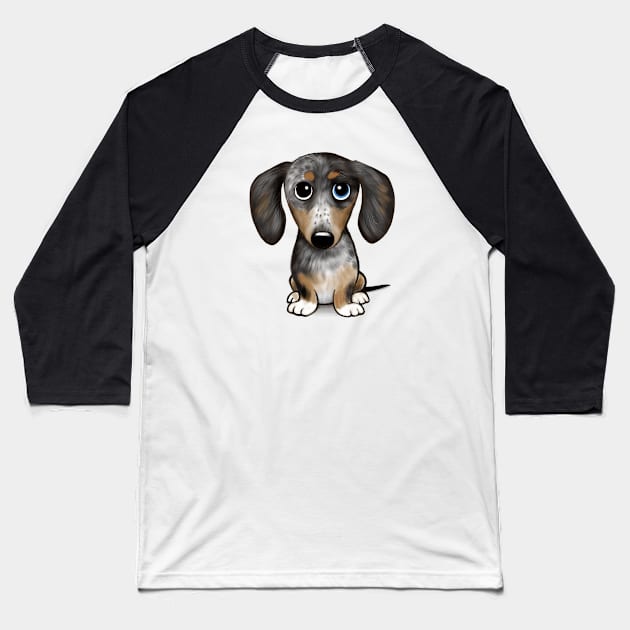 Merle Dapple Dachshund Cute Wiener Dog Baseball T-Shirt by Coffee Squirrel